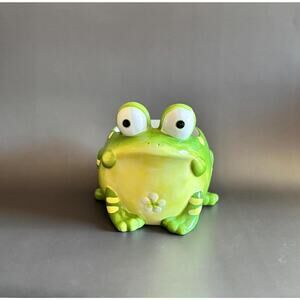 Toby Toad Ceramic Planter – Burton & Burton – Whimsical Frog Pot – 1980s Vintage